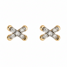 Cross Stitch Studs | 10K Yellow Gold | 0.15 CTW (Approx) White Diamond