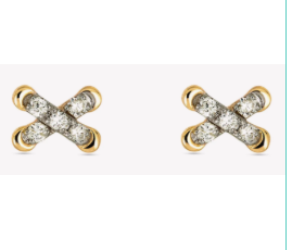 Cross Stitch Studs | 10K Yellow Gold | 0.15 CTW (Approx) White Diamond