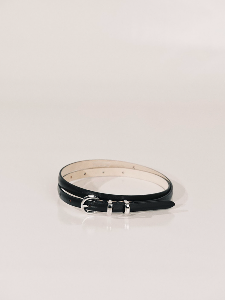 Thin Belt Belt | Black & Silver