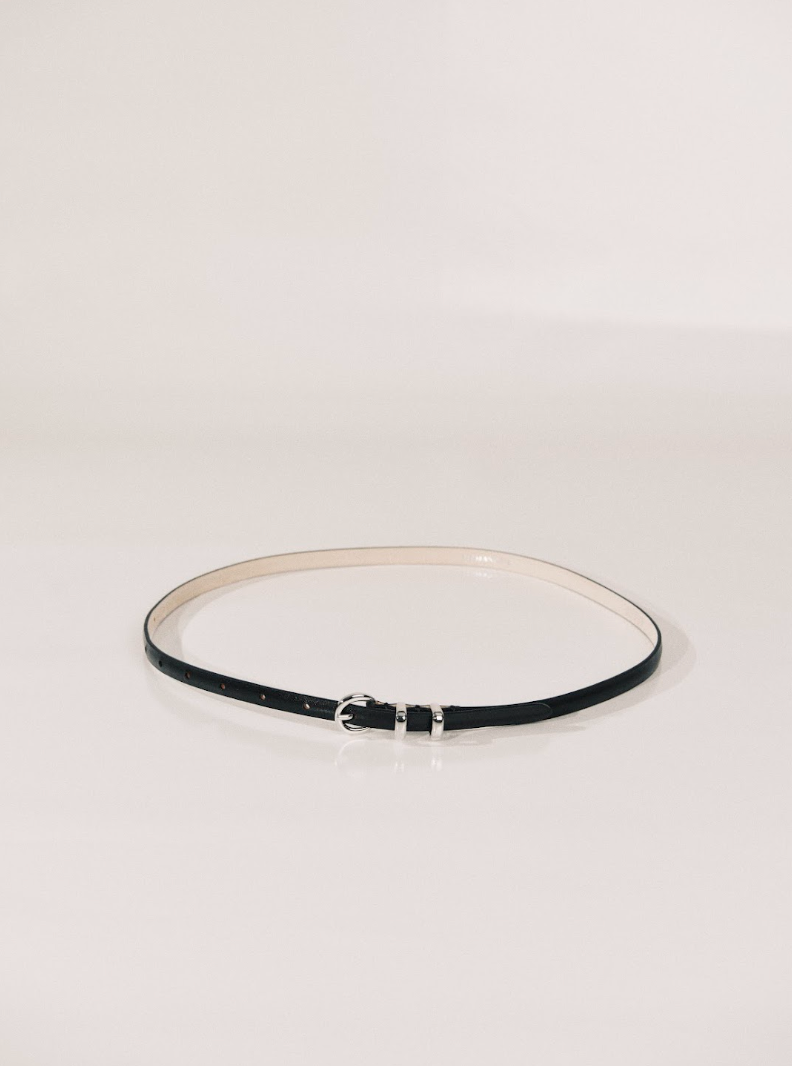 Thin Belt Belt | Black & Silver
