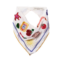 Coastal Motif Embroidered Bandana on Flat White Background