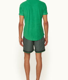 Sebastian Towelling Tailored Fit Cotton Towelling Polo Shirt | Caddie Green