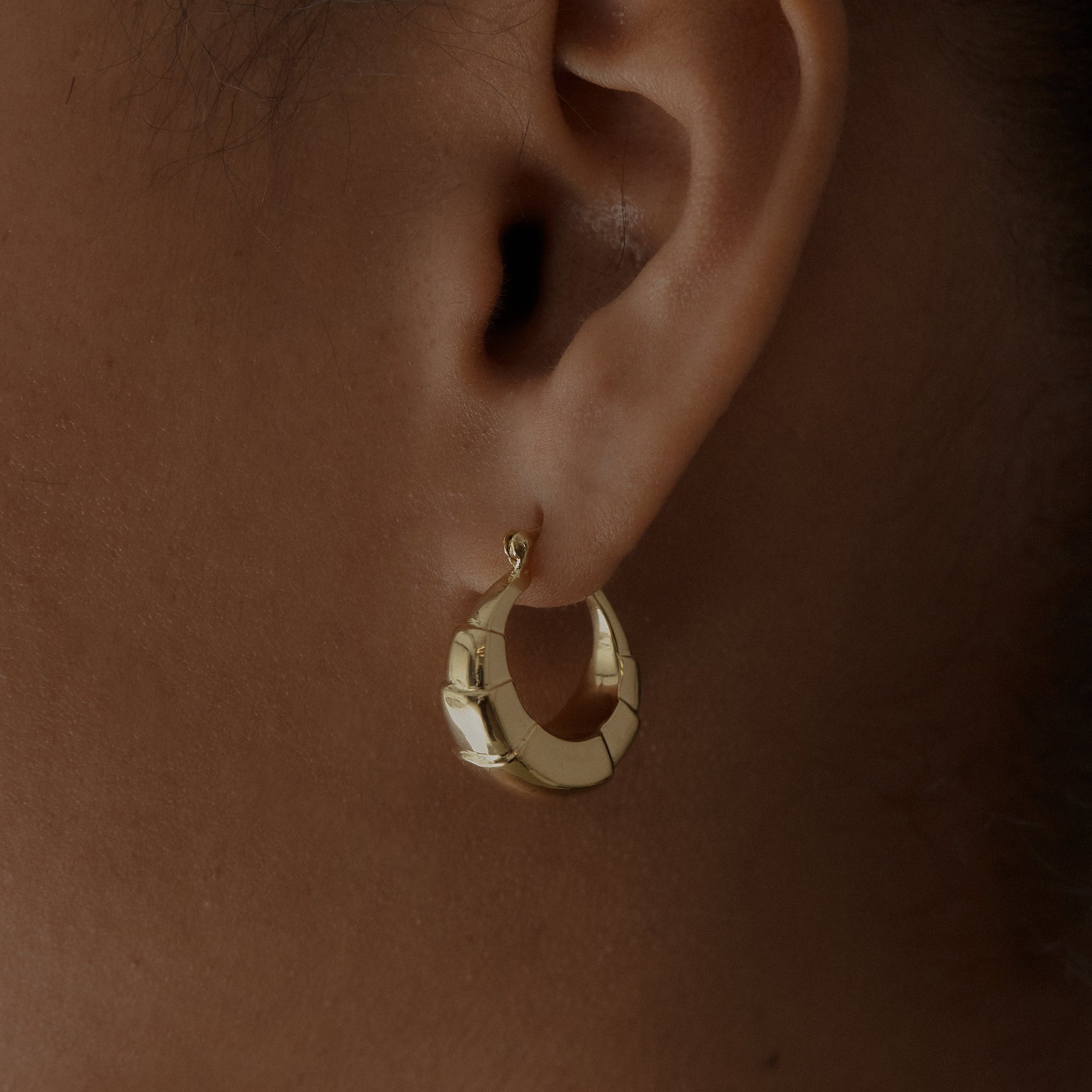 The Croissant Textured Hoop | 18K Yellow Gold-Plated