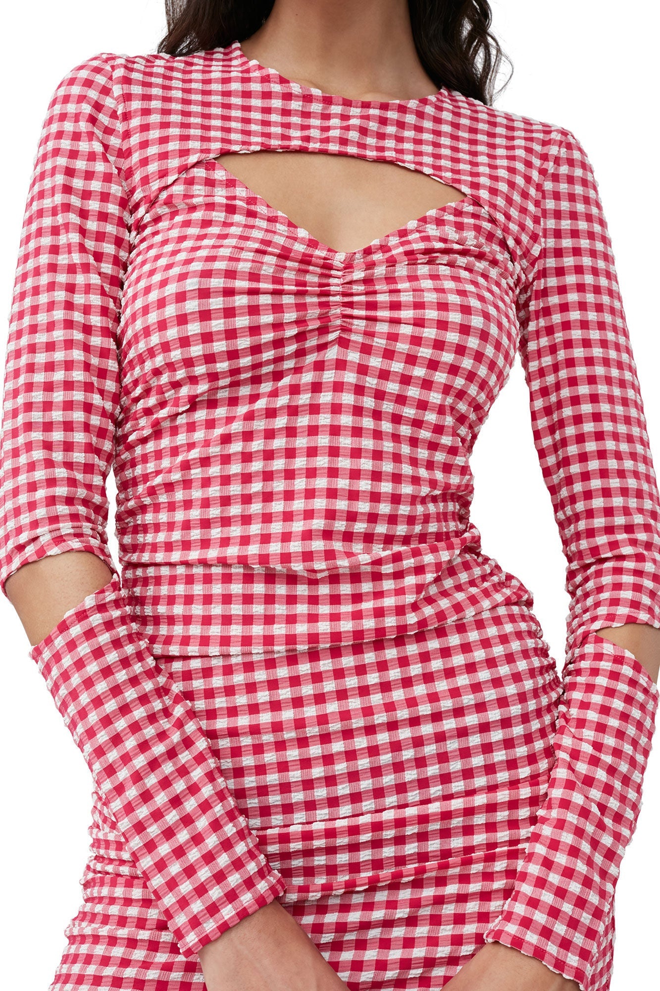Seersucker Cut out Mini Dress | Love Potion