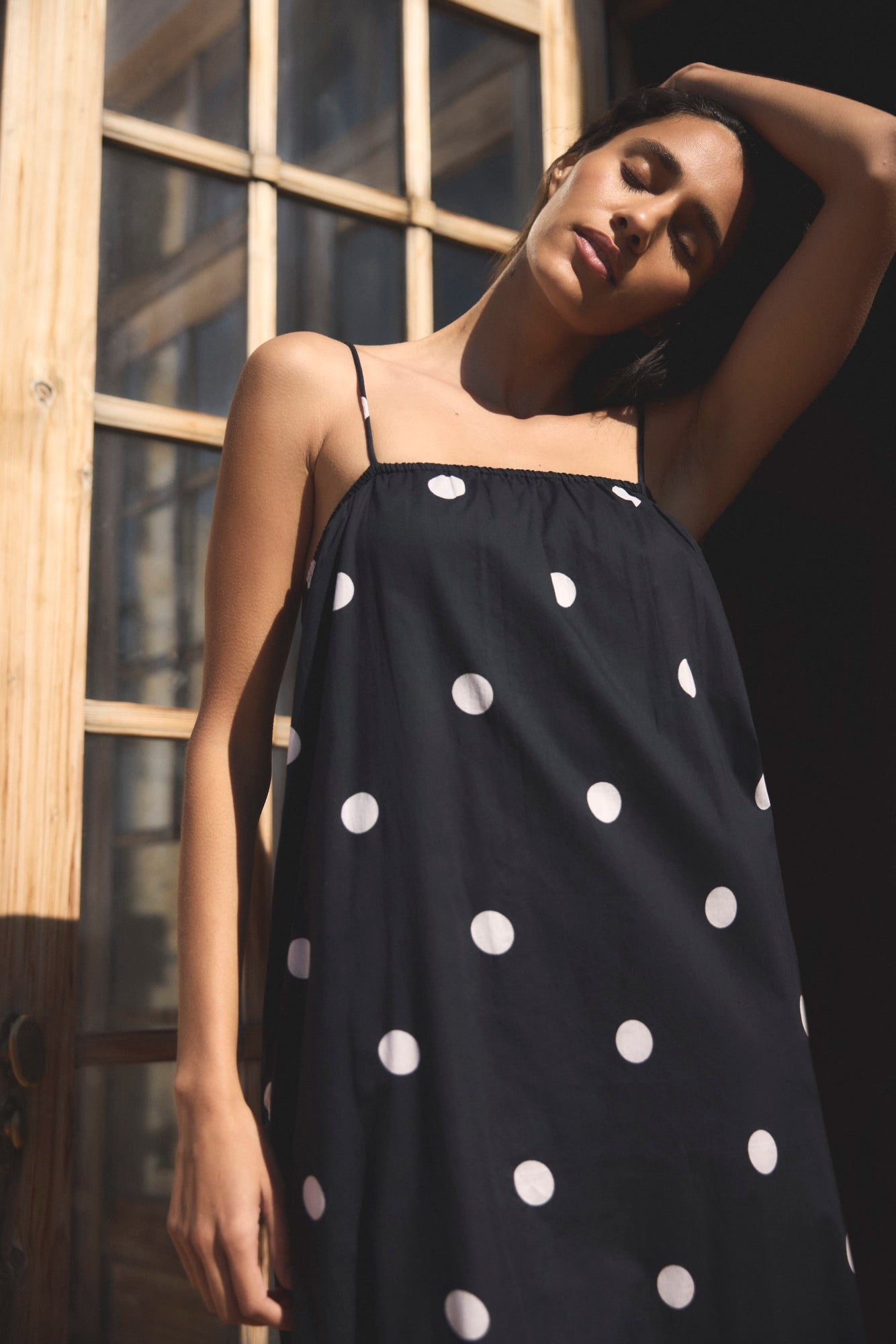 Aya | Selene Lightweight Polka Dot Maxi Dress in Size Small