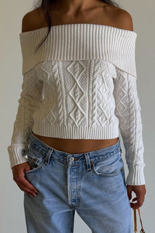 Saint Off The Shoulder Knit Sweater - Cloud White