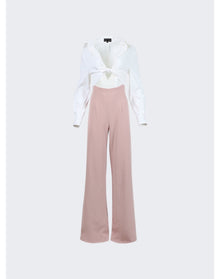 Sergio Hudson | Women | Mixed Media Tie Top Jumpsuit Blush | Blush