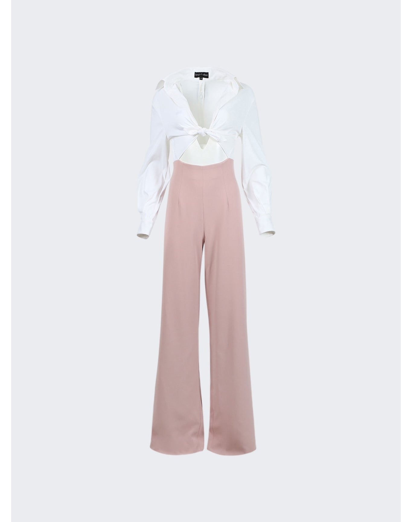 Sergio Hudson | Women | Mixed Media Tie Top Jumpsuit Blush | Blush