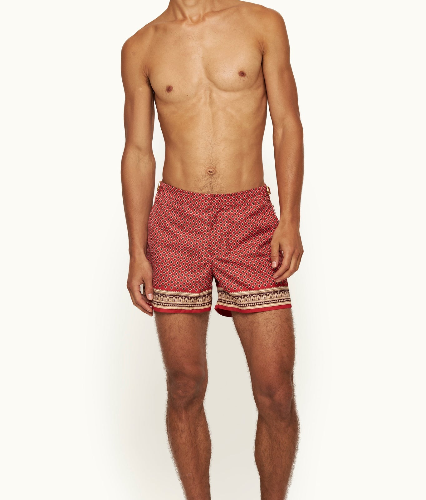 Setter Shorter-Length Solmio Print Swim Shorts | Summer Red