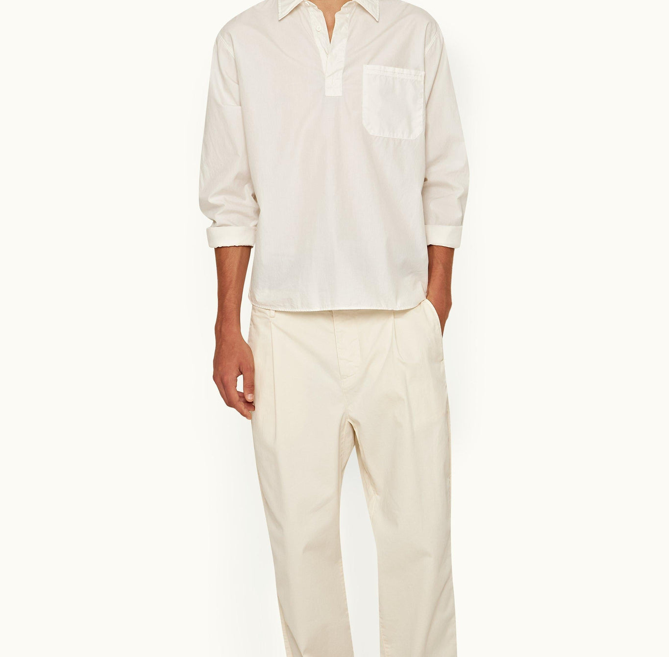 Shanklin Relaxed Fit Overhead Organic Cotton Shirt | White Sand