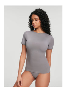 Short Sleeve Crew Neck Top | Cool Gray