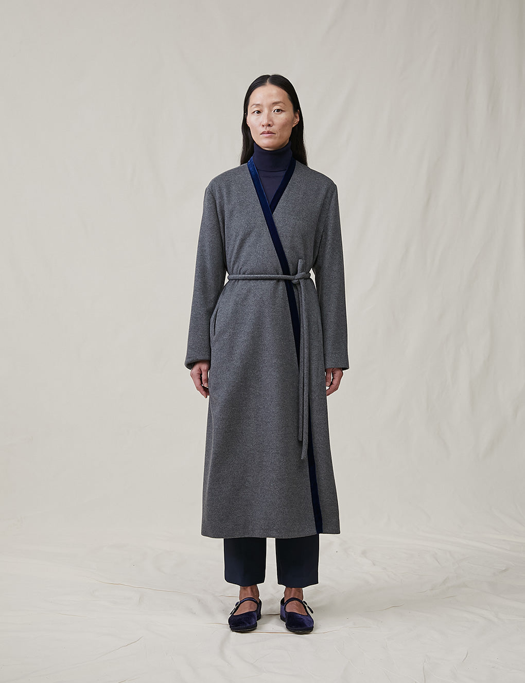 Womens | The Cashmere Wrap Coat | Charcoal