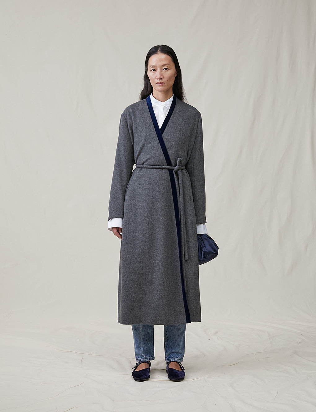 Womens | The Cashmere Wrap Coat | Charcoal