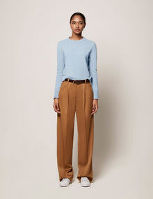 Another Tomorrow Classic Cashmere Crewneck in Light Blue – Cashmere Women's Knitwear