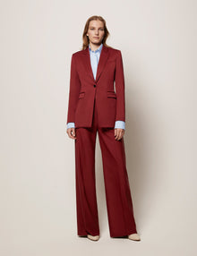 Another Tomorrow Single Button Jacket in Maroon – Wool Women's Jacket