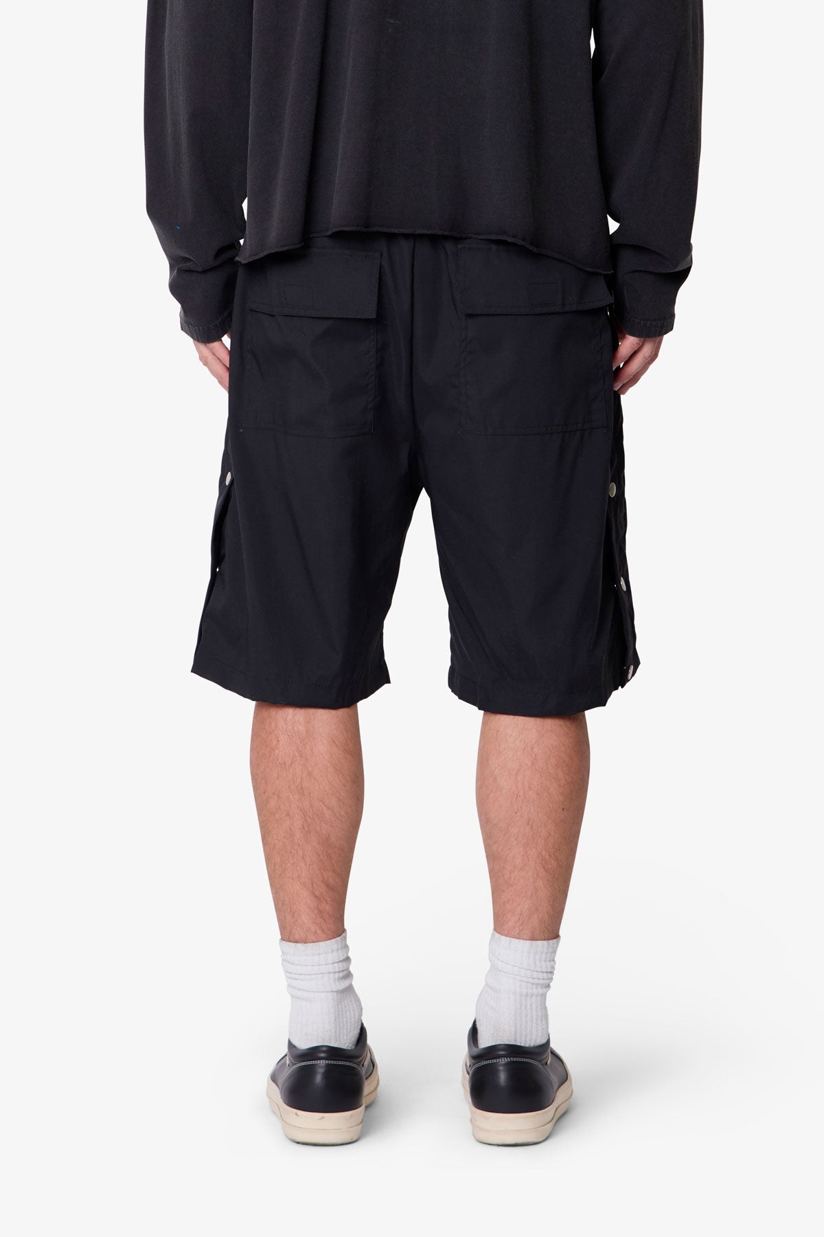 Side Snap Nylon Shorts | Black