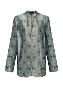 Silk Jacquard Blazer Jacket | Grey