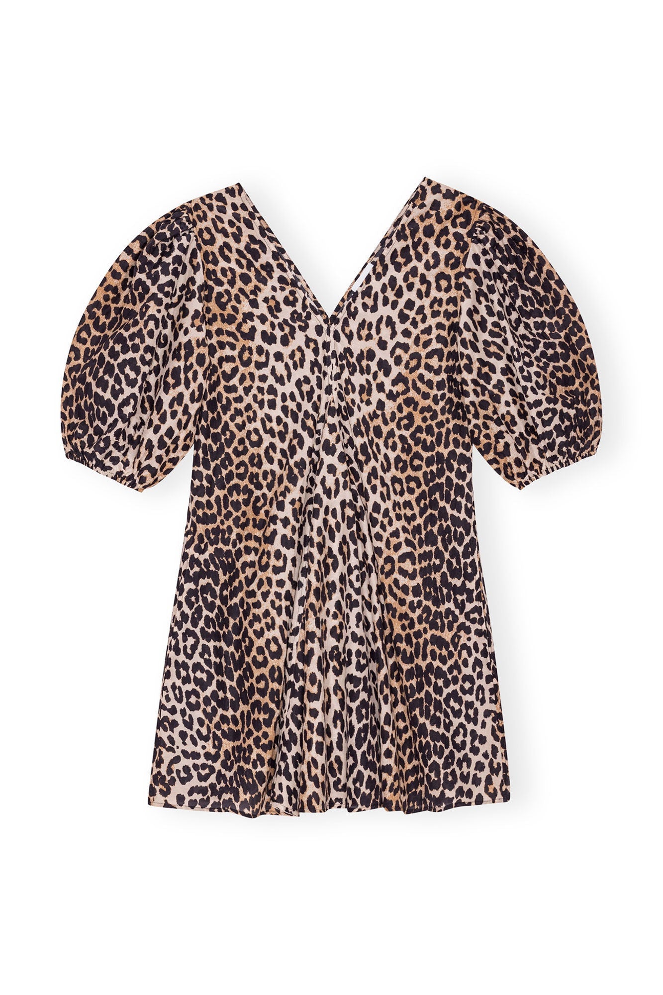 Silk V neck Mini Dress | Leopard