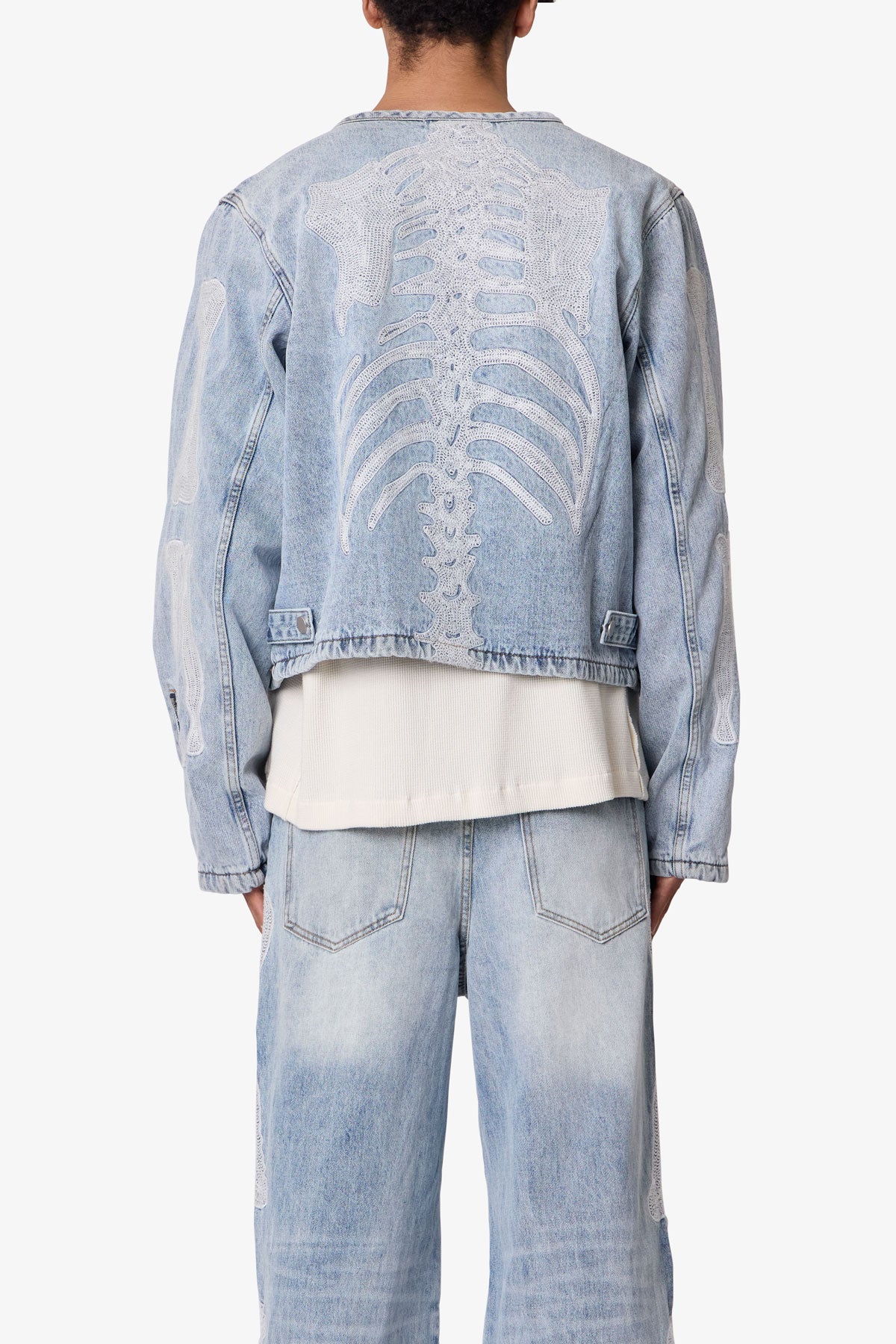 Skeleton Moto Jacket | Washed Blue