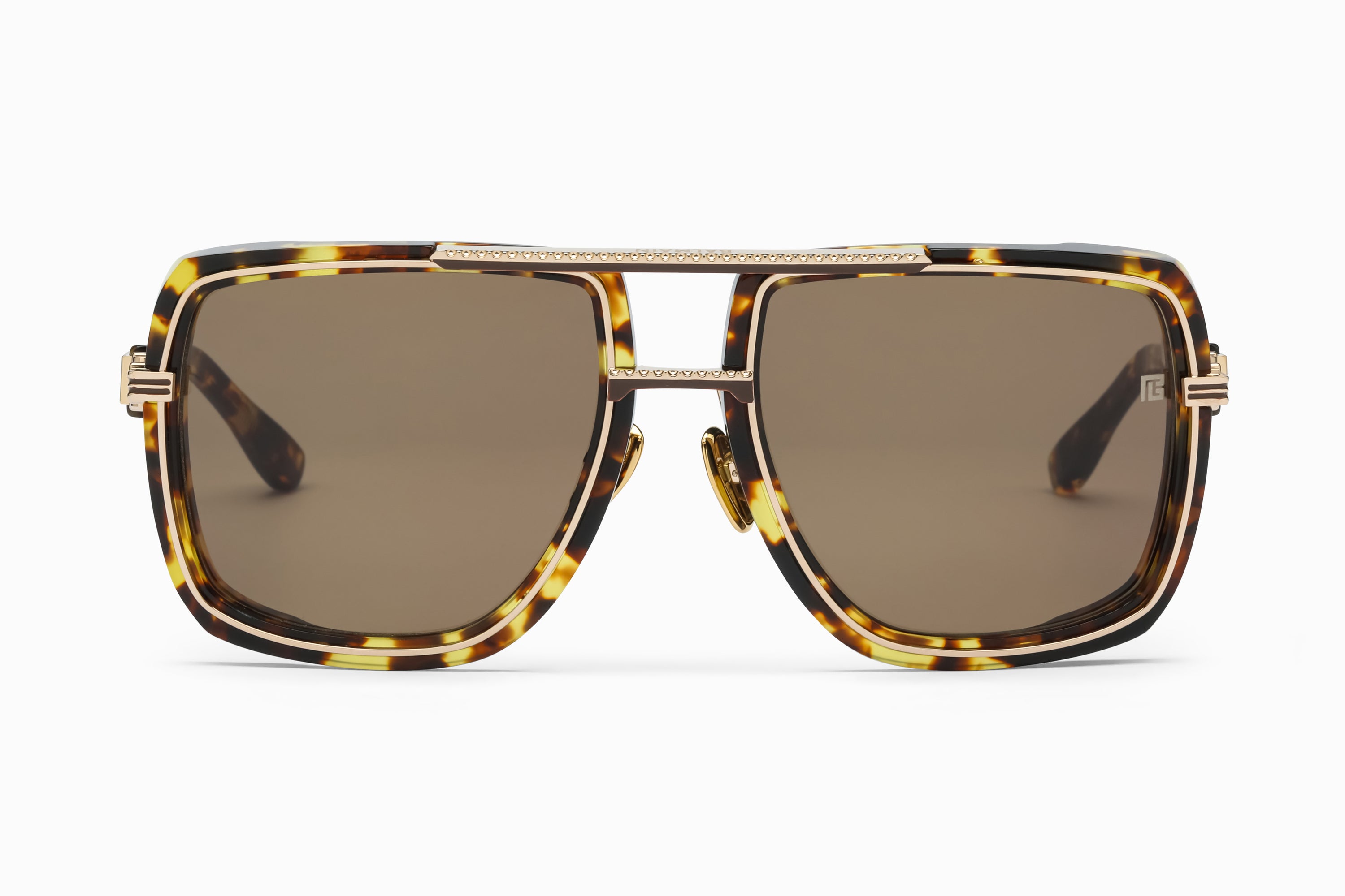 Mens | Soldier Sunglass | Spotted Havana - Gold | Dark Brown