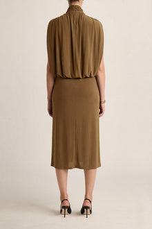 Solina Cape Dress | Olive Ochre