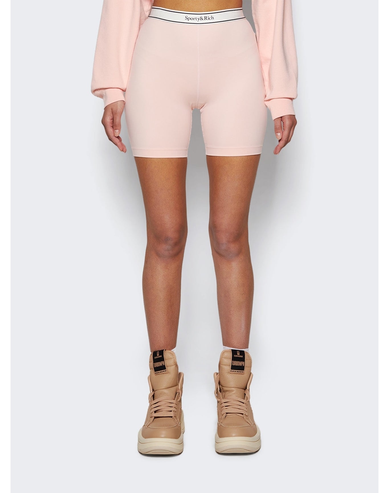 Sporty & Rich | Women | Serif Logo Biker Shorts | Ballet Pink