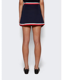 Sporty & Rich | Women | Serif Logo Mila Pleated Skirt | Navy