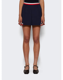 Sporty & Rich | Women | Serif Logo Mila Pleated Skirt | Navy