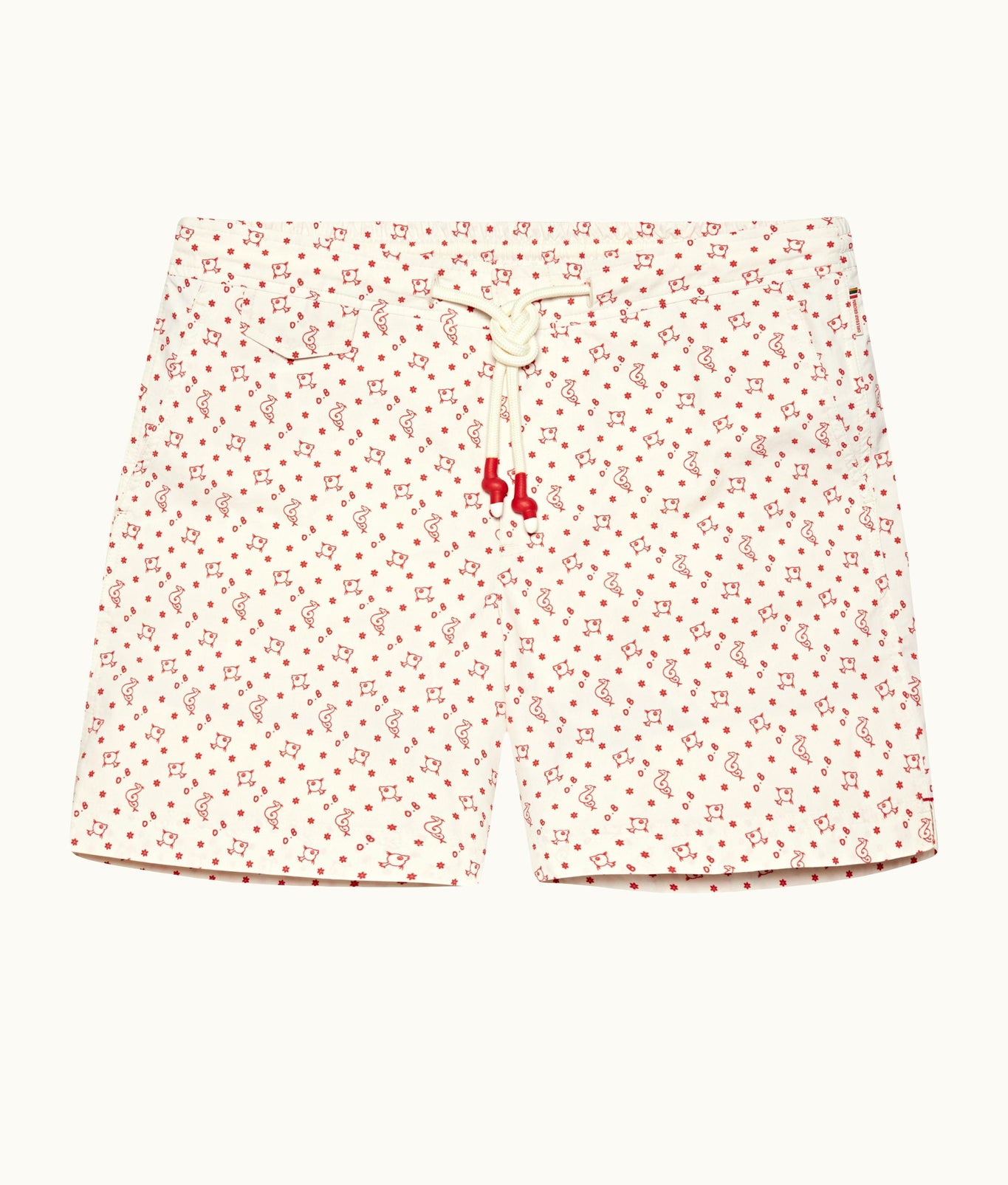 Standard Logo Print Mid-Length Drawcord Swim Shorts | White Sand
