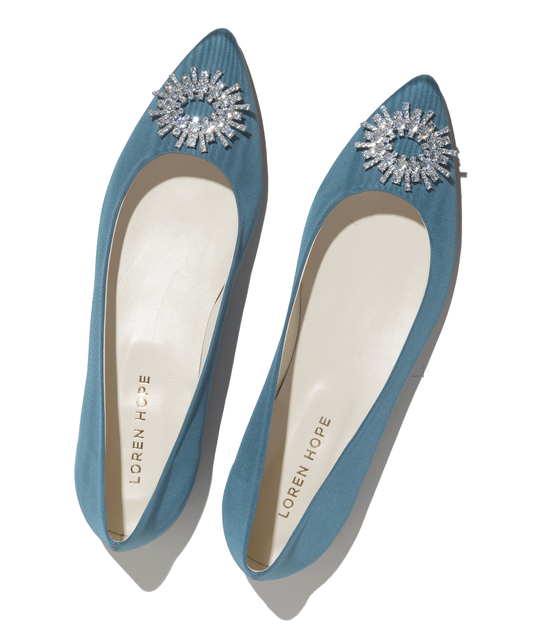 Stevie Ballerina Flats in Blue Silk Moire - Loren Hope