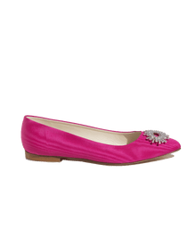 Stevie Ballerina Flats in Pink Silk Moire - Loren Hope