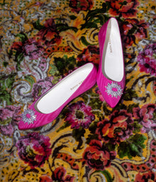 Stevie Ballerina Flats in Pink Silk Moire - Loren Hope