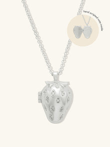 Strawberry Locket Necklace | 5A Grade Cubic Zirconia | Silver Rhodium Plated Brass