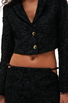 Stretch Jacquard Cropped Blazer | Black