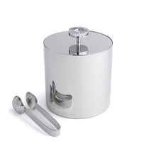 Striations Ice Bucket with Tongs | Silver-Plated Stainless Steel | 3 Pieces