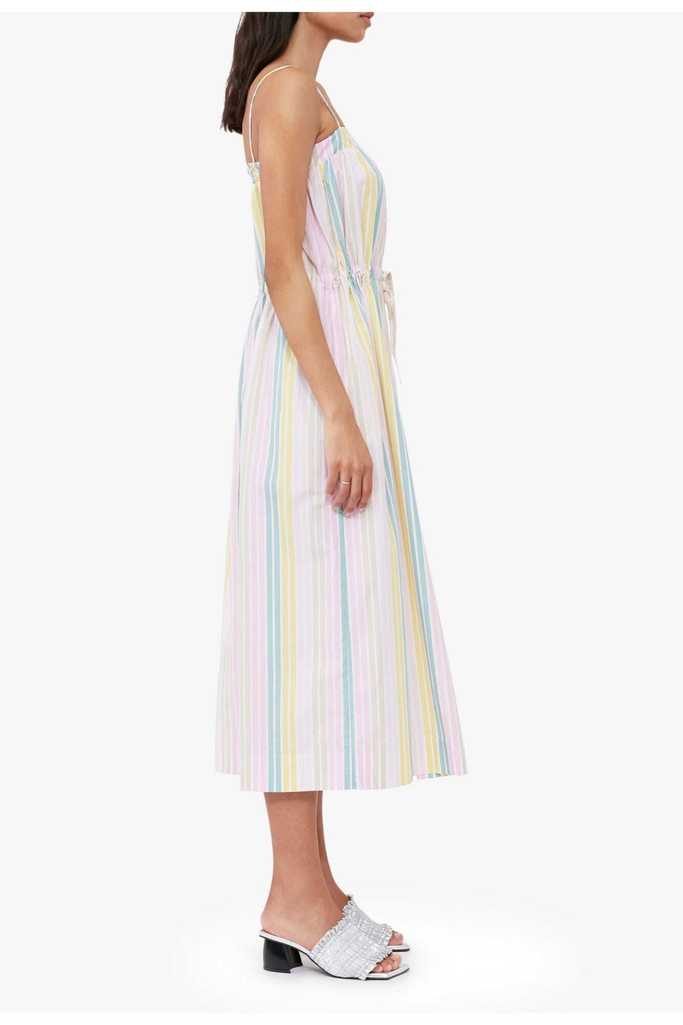 Stripe Cotton Maxi Strap Dress | Multicolour