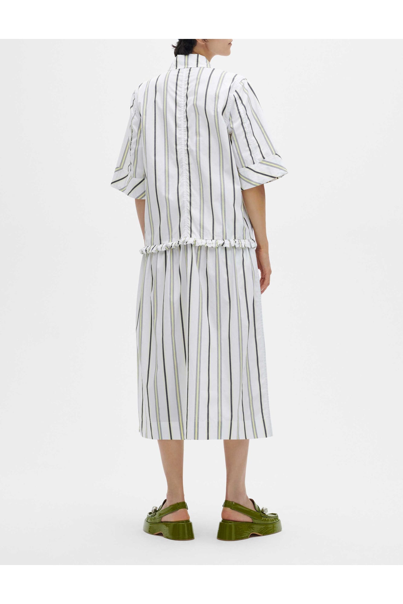 Striped Drop Waist Midi Dress | Mix Stripe Yellow Pear