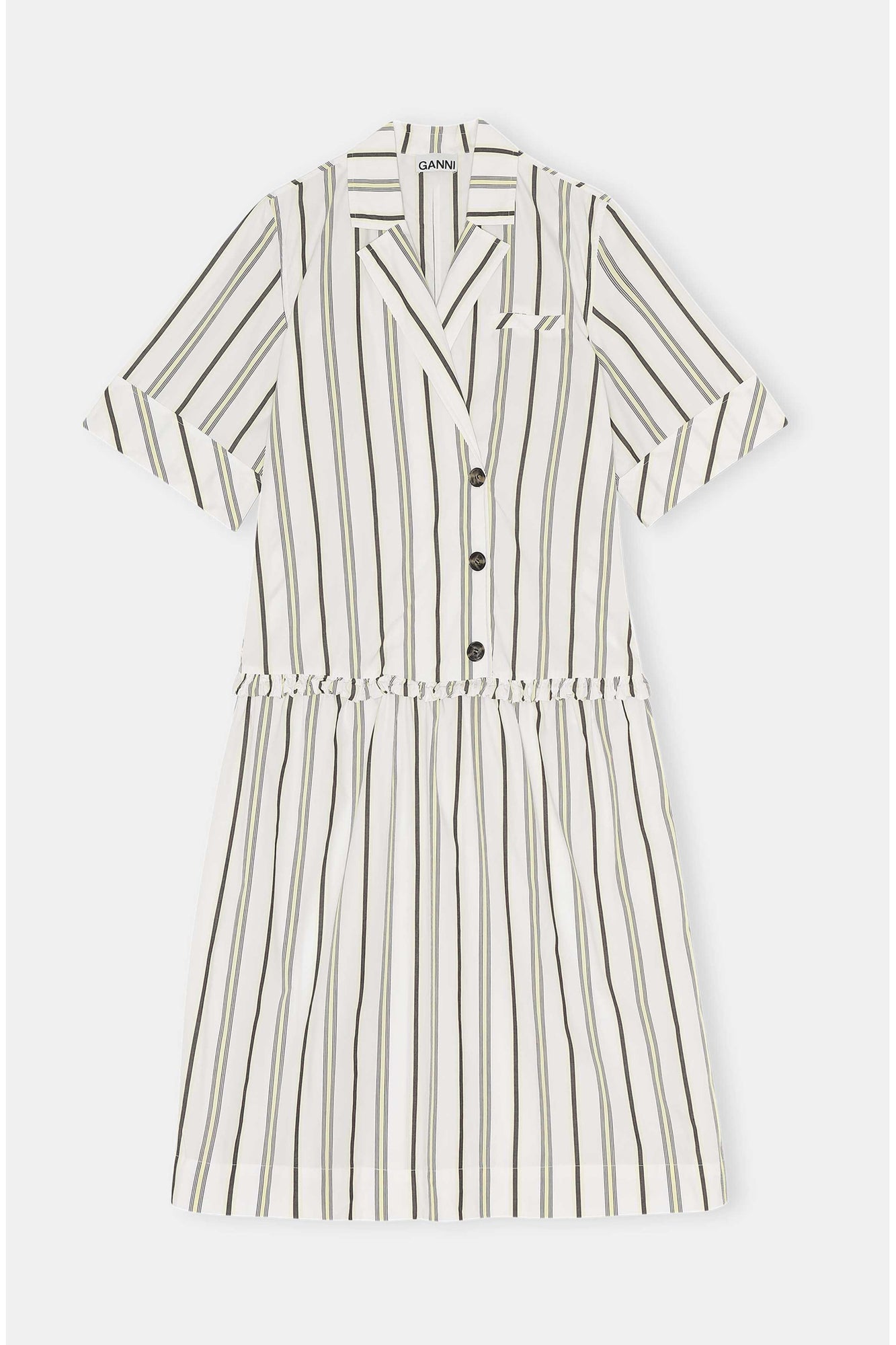 Striped Drop Waist Midi Dress | Mix Stripe Yellow Pear