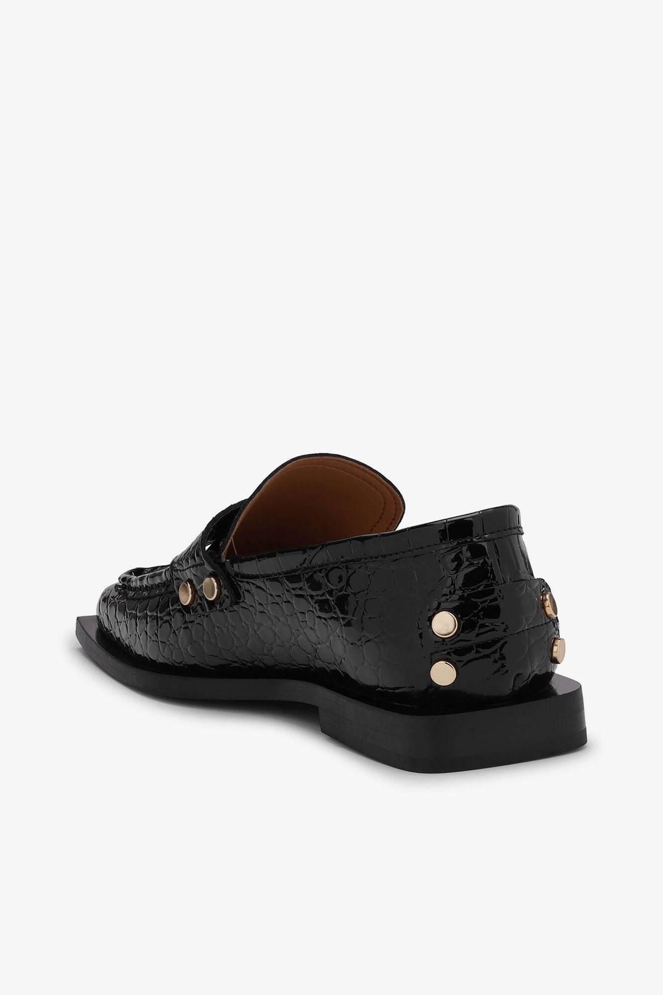 Studded Loafers in Croco | Black