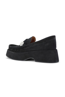Suede Jewel Loafers | Black