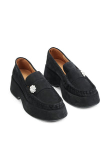 Suede Jewel Loafers | Black