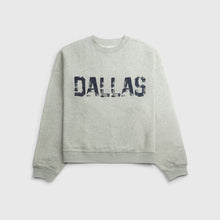 Gray sweatshirt with DALLAS print on a white background
