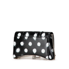 Balenciaga | Pre-Owned Shiny Box Calfskin Polka Dot Hourglass Wallet On Chain | Black