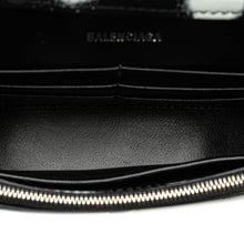 Balenciaga | Pre-Owned Shiny Box Calfskin Polka Dot Hourglass Wallet On Chain | Black