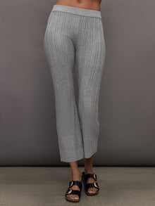 Theo The Label | Pallas Rib Knit Bootcut Pant | Heather Grey