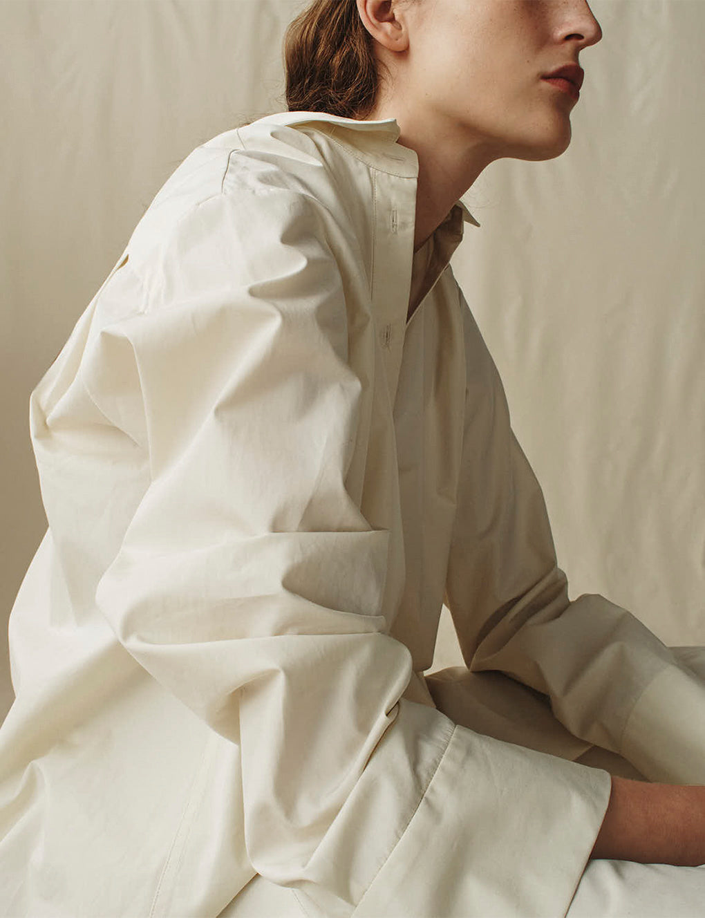 Womens | The Cocoon Shirt in Cotton Poplin | Cream