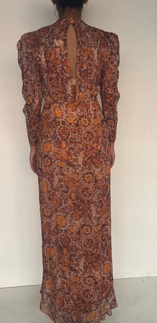 Long Dress | Brown/Paisley