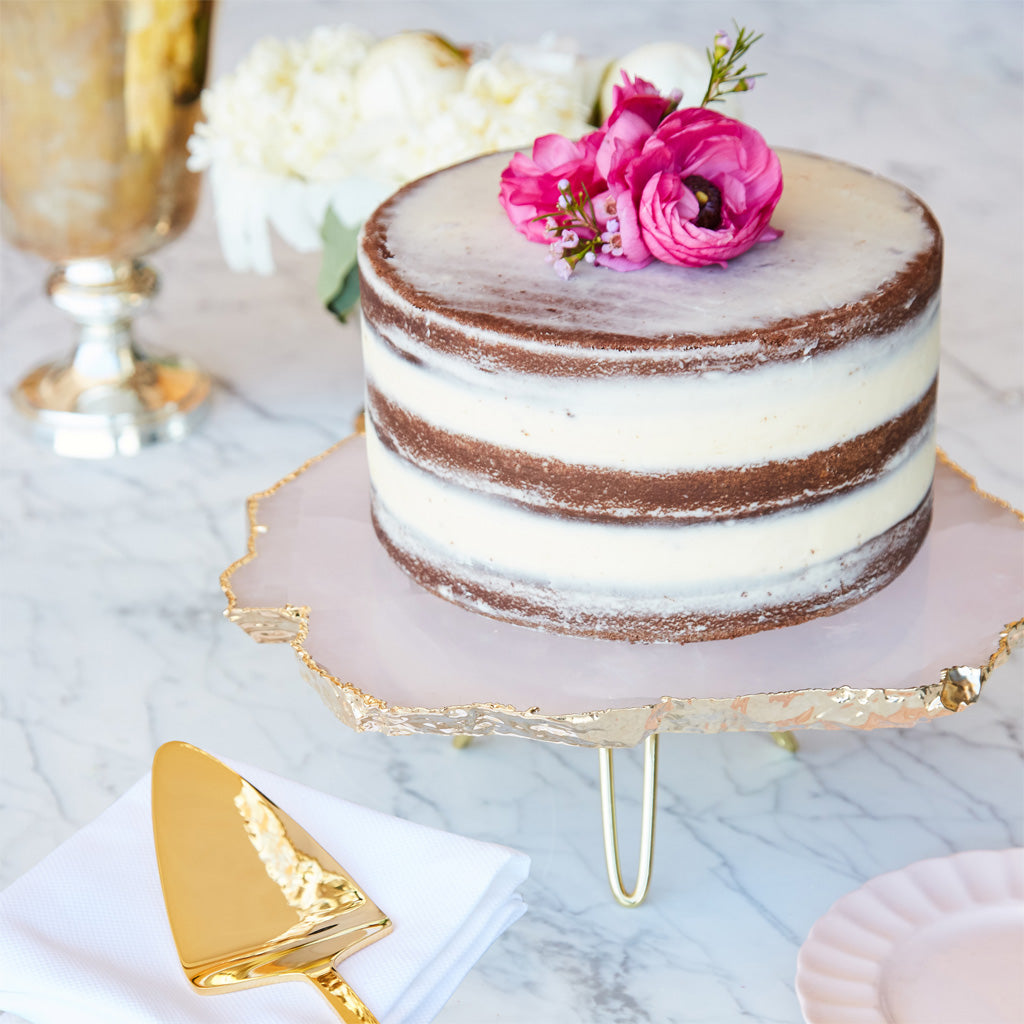 Torta Cake Stand | 24K Gold-Plated | Rose Quartz