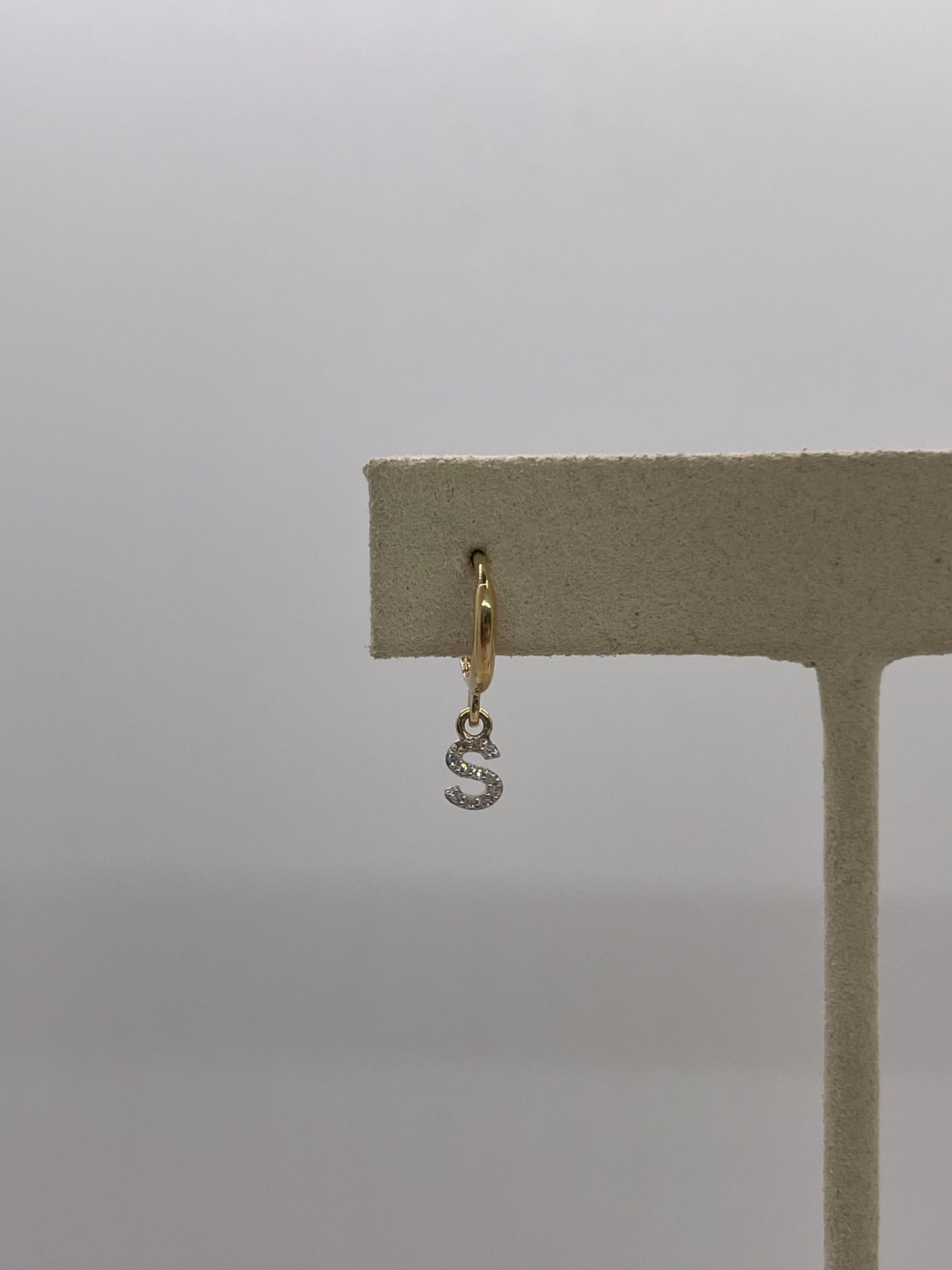 Lowercase Pave Initial Huggies | 10K Yellow Gold | 0.03CTW (Approx) Round White Diamond