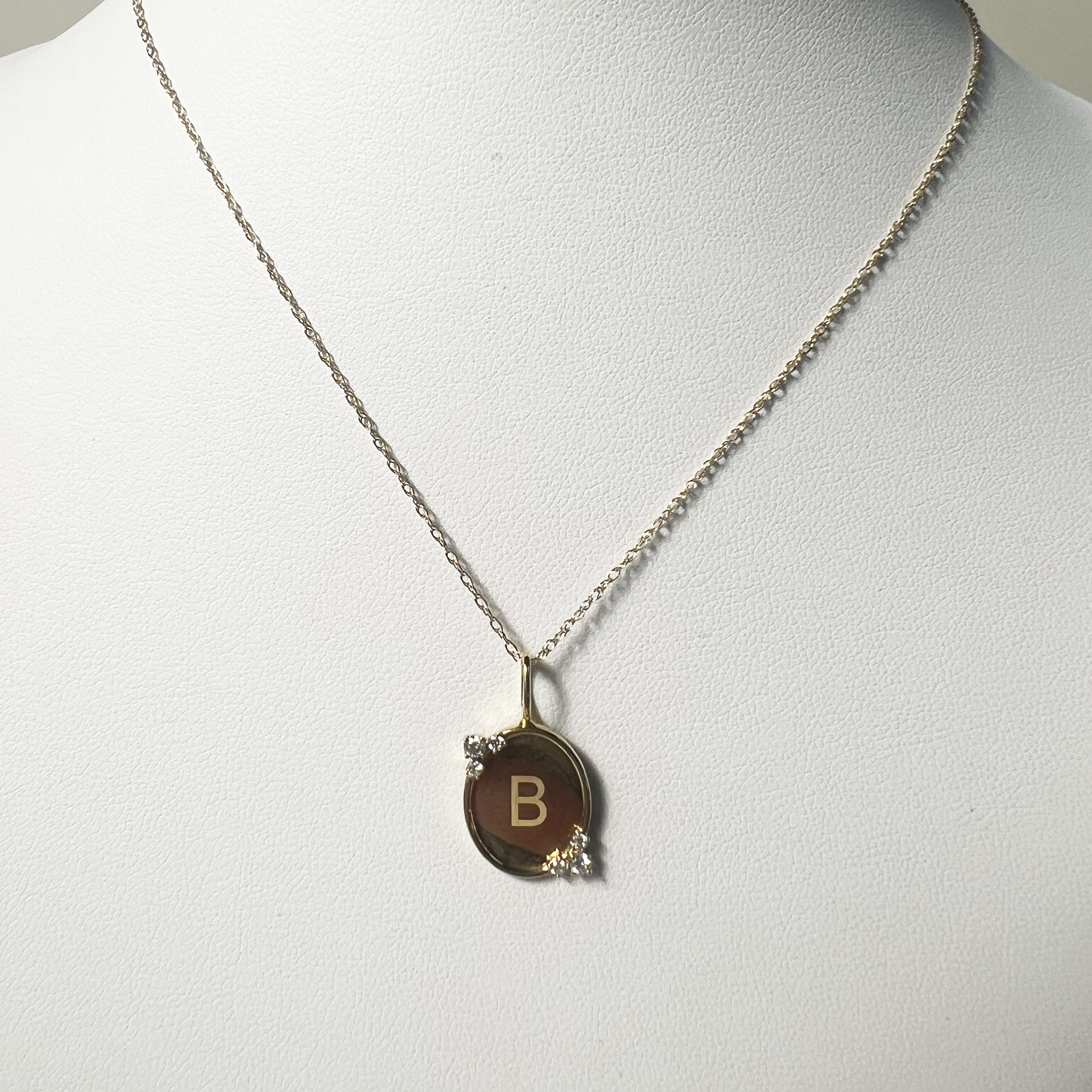 Mirror, Mirror Initial Necklace | 10K Yellow Gold | White Diamond